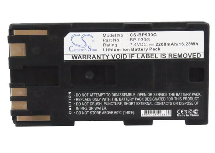 7.4V, Li-ion, 2200mAh, Camera battery fits Canon, Bp-930g, Gl1, Gl2, 16.28Wh Camera Cameron Sino Technology Limited (Camera)