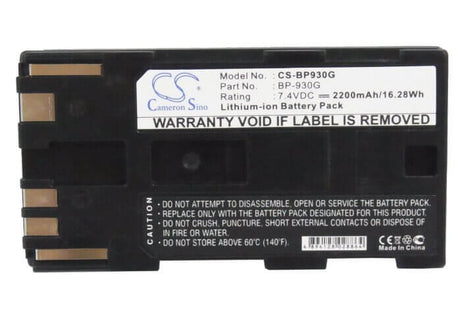 7.4V, Li-ion, 2200mAh, Camera battery fits Canon, Bp-930g, Gl1, Gl2, 16.28Wh Camera Cameron Sino Technology Limited (Camera)