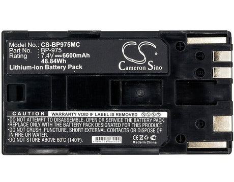 7.4V, Li-ion, 6600mAh, Camera battery fits Canon, Bp-975, Gl2, Xf100, 48.84Wh Camera Cameron Sino Technology Limited (Camera)