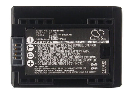 3.7V, Li-ion, 890mAh, Camera battery fits Canon, Bp-709, Hf M56, Ixia Hf R306, 3.293Wh Camera Cameron Sino Technology Limited (Camera)