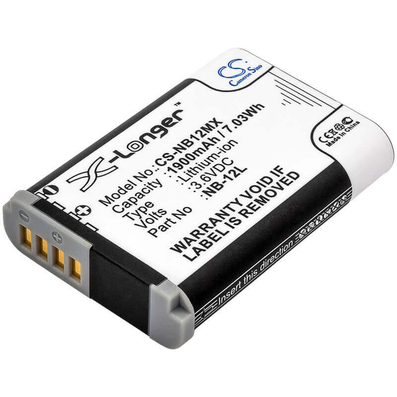 3.6V, Li-ion, 1900mAh, Camera battery fits Canon, Nb-12l, Legria Mini X, Powershot G1x Mark Ⅱ, 6.84Wh Camera Cameron Sino Technology Limited (Camera)