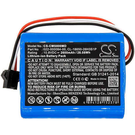 10.8V, Li-ion, 2600mAh, Medical battery fits Cardiomonitor, Comen, 022-000084-00, Comen Star 8000, Comen Star 8000 E, 28.08Wh Medical Cameron Sino Technology Limited (Medical)