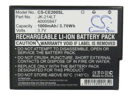 3.7V, Li-ion, 1000mAh, PDA battery fits Medion, Casio, Jk-214lt, Cassiopeia K-835pu, Cassiopeia E-200, 3.7Wh PDA, Pocket PC Cameron Sino Technology Limited (Suspended)