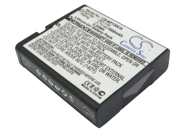 3.7V, Li-ion, 1500mAh, Camera battery fits Casio, Np-130, Exilim Ex-fc300s, Exilim Ex-h30, 5.55Wh Camera Cameron Sino Technology Limited (Camera)