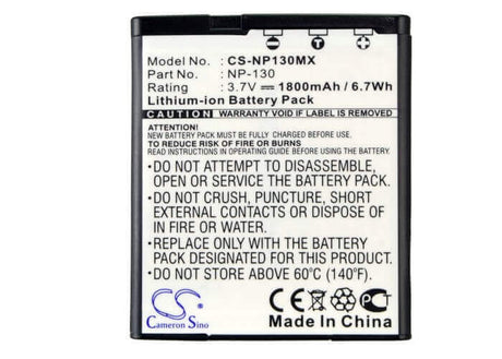 3.7V, Li-ion, 1800mAh, Camera battery fits Casio, Np-130, Exilim Ex-fc300s, Exilim Ex-h30, 6.66Wh Camera Cameron Sino Technology Limited (Camera)