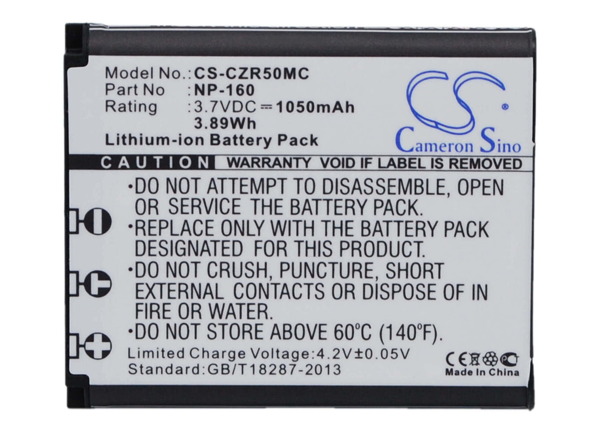 3.7V, Li-ion, 1050mAh, Camera battery fits Casio, Np-160, Exilim Ex-fc500, Exilim Ex-zr50, 3.885Wh Camera Cameron Sino Technology Limited (Camera)