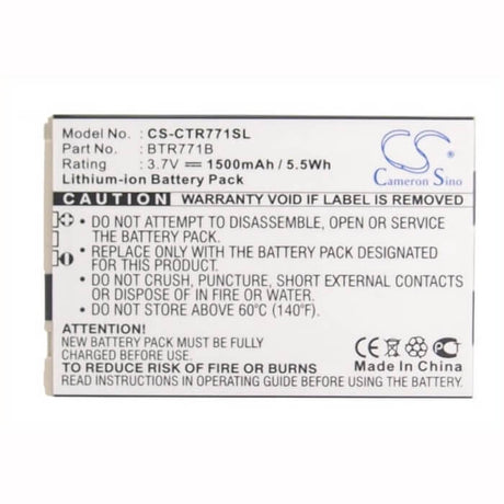 3.7V, Li-ion, 1500mAh, SmartPhone battery fits Verizon, Casio, Btr771b, C771, Gzone Commando C771, 5.55Wh Mobile, SmartPhone Cameron Sino Technology Limited (Suspended)