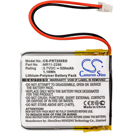 3.7V, Li-Polymer, 320mAh, Smartwatch battery fits Casio, Mr11-2286, Prt-2gp, 1.18Wh Smartwatch Cameron Sino Technology Limited