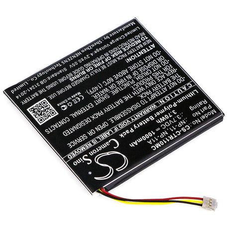 3.7V, Li-Polymer, 1000mAh, Camera battery fits Casio, Lis1639cspc, Tr Mini, Tr-m11, 3.7Wh Camera Cameron Sino Technology Limited (Camera)