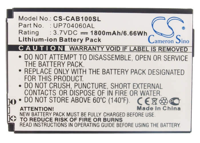 3.7V, Li-ion, 1800mAh, SmartPhone battery fits Cat, Up704060al, B10, 6.66Wh Mobile, SmartPhone Cameron Sino Technology Limited (Smartphone)
