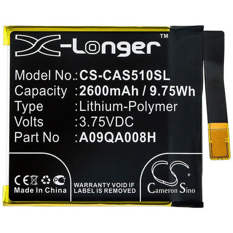 3.75V, Li-Polymer, 2600mAh, SmartPhone battery fits Caterpillar, Cat, 023.b0008.0061, S50c, 9.75Wh Mobile, SmartPhone Cameron Sino Technology Limited (Smartphone)