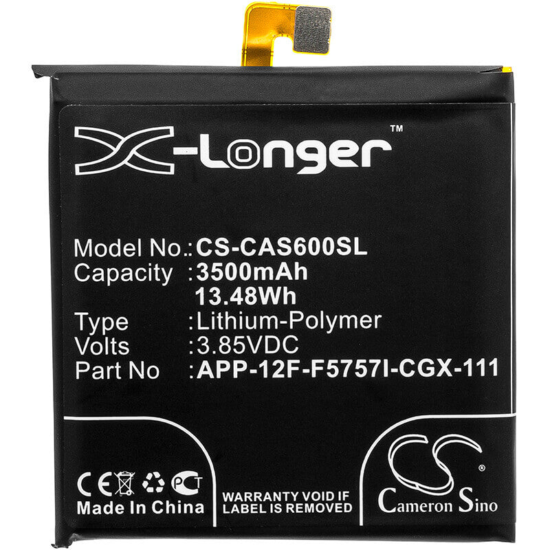 3.85V, Li-Polymer, 3500mAh, SmartPhone battery fits Cat, Caterpillar, App-12f-f5757i-cgx-111, S60, 13.48Wh Mobile, SmartPhone Cameron Sino Technology Limited (Smartphone)