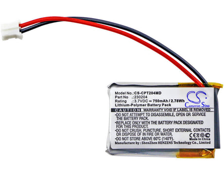 3.7V, Li-Polymer, 750mAh, Medical battery fits Celltreat, 230204, Pipet Controller, 2.78Wh Medical Cameron Sino Technology Limited (Medical)