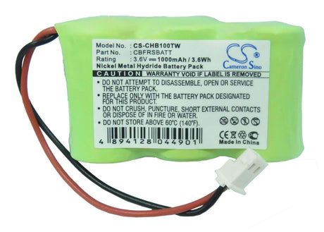 3.6V, Ni-MH, 1000mAh, Two-Way Radio battery fits Chatter Box, Cbfrsbatt, 100afh 2/3a, Cbfrs Batt, 3.6Wh Two-Way Radio Cameron Sino Technology Limited