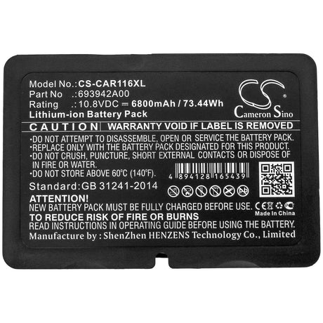 10.8V, Li-ion, 6800mAh, Equipment battery fits Chauvin Arnoux, 693942a00, C.A 6116N, C.a 6117, 73.44Wh Equipment, Survey, Test Cameron Sino Technology Limited