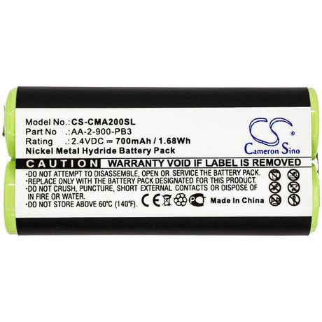 2.4V, Ni-MH, 700mAh, Personal Care battery fits Clarisonic, Aa-2-900-pb3, Mia 2, 1.68Wh Personal Care Cameron Sino Technology Limited