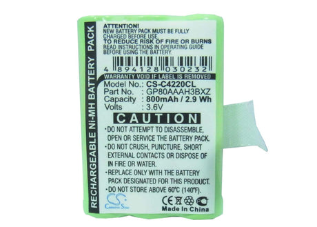 3.6V, Ni-MH, 800mAh, Cordless Phone battery fits Clarity, Gp80aaah3bxz, Professional C4220, Professional C4230, 2.88Wh Cordless Phone Cameron Sino Technology Limited (Cordless Phone)