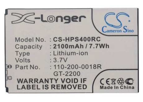 3.7V, Li-ion, 2100mAh, Hotspot battery fits Netzero, Clear, 110-200-0018r, Apollo 4g, Hotspot 4g Apollo, 7.77Wh Hotspot Cameron Sino Technology Limited