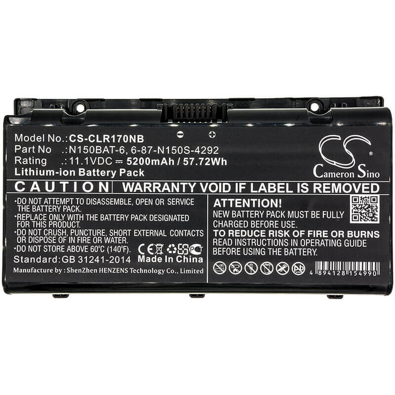 Battery For Clevo, N150rd, N150rd1, N150rf 11.1v, 5200mah - 57.72wh Notebook, Laptop Cameron Sino Technology Limited   