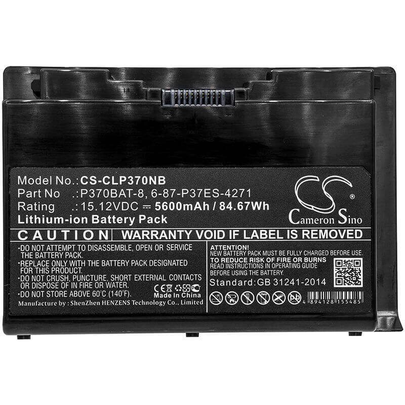 Battery For Clevo, P370em, P370em3, P370sm 15.12v, 5600mah - 84.67wh Notebook, Laptop Cameron Sino Technology Limited (Suspended)