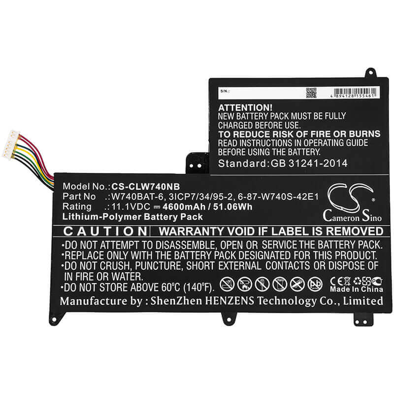 Battery For Clevo, S413, W740su, Sager 11.1v, 4600mah - 51.06wh Notebook, Laptop Cameron Sino Technology Limited   