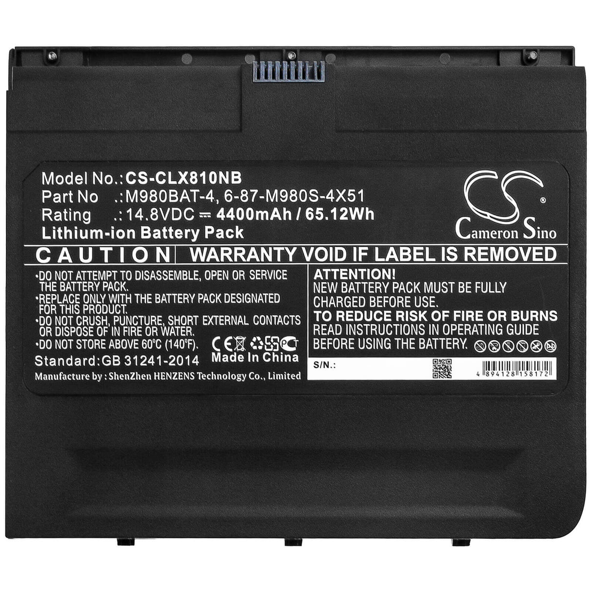Battery For Clevo, X8100 14.8v, 4400mah - 65.12wh Notebook, Laptop Cameron Sino Technology Limited (Suspended)