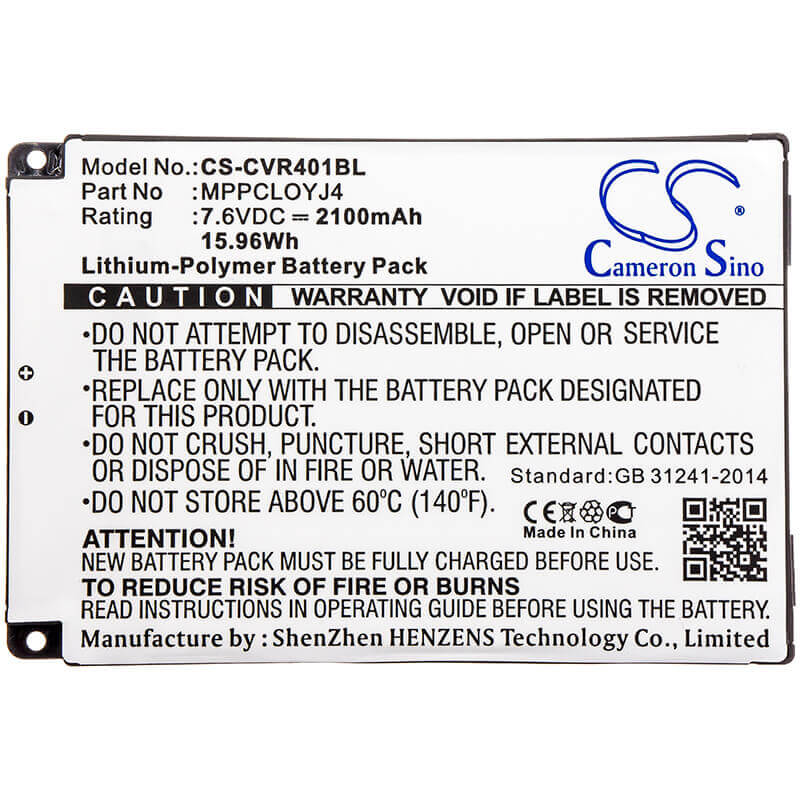 7.6V, Li-Polymer, 2100mAh, Payment Terminal battery fits Clover, Aha22121001, C401u, Flex, 15.96Wh Payment Terminal Cameron Sino Technology Limited