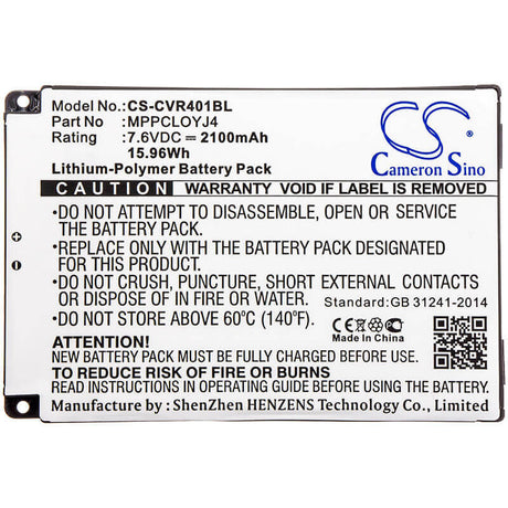7.6V, Li-Polymer, 2100mAh, Payment Terminal battery fits Clover, Aha22121001, C401u, Flex, 15.96Wh Payment Terminal Cameron Sino Technology Limited