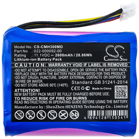 11.1V, Li-ion, 2600mAh, Medical battery fits Comen, 022-000092-00, H3, 28.86Wh Medical Cameron Sino Technology Limited (Medical)