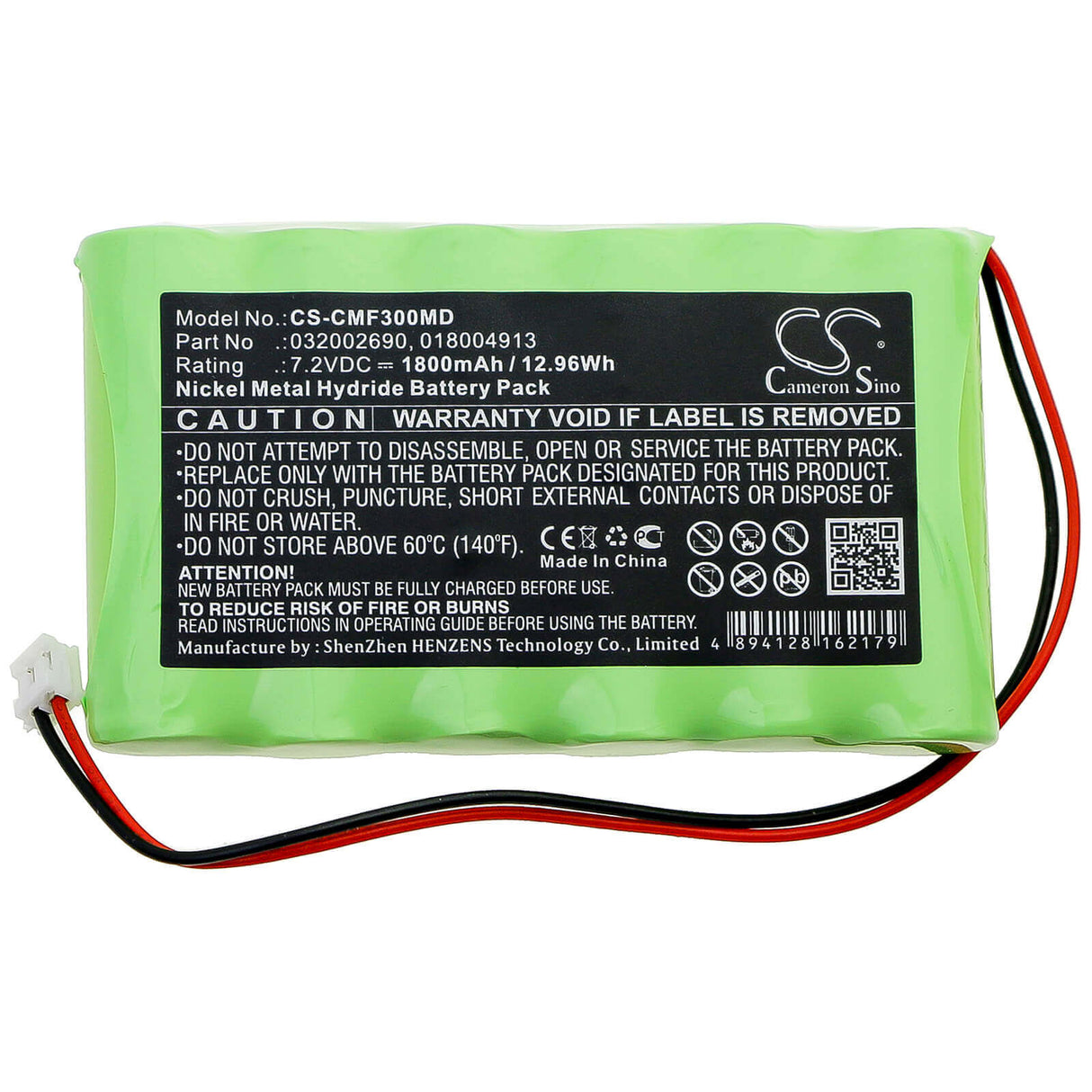 7.2V, Ni-MH, 1800mAh, Medical battery fits Compex, 018.004.913, Fitness, Fitness Tens, 12.96Wh Medical Cameron Sino Technology Limited (Medical)