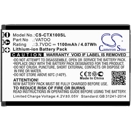 Battery For Contacta, Rf-rx1, Rf-trx, Rf-tx1 3.7v, 1100mah - 4.07wh Stage Monitor System Cameron Sino Technology Limited   