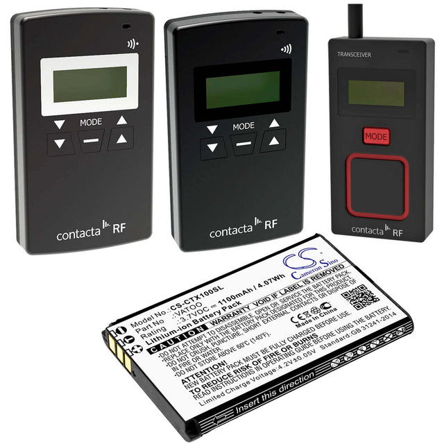 Battery For Contacta, Rf-rx1, Rf-trx, Rf-tx1 3.7v, 1100mah - 4.07wh Stage Monitor System Cameron Sino Technology Limited   