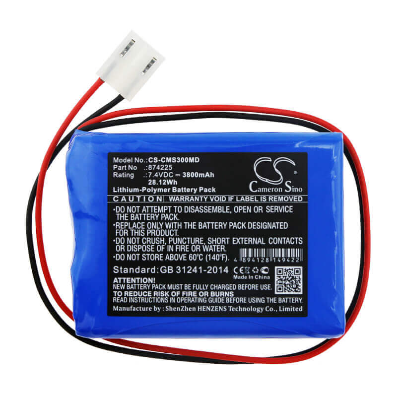 7.4V, Li-Polymer, 3800mAh, Medical battery fits Contec, 874225, Ecg-300g, Ecg300gt, 28.12Wh Medical Cameron Sino Technology Limited (Medical)