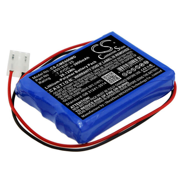 7.4V, Li-Polymer, 3800mAh, Medical battery fits Contec, 855183p-2s, Ecg-600g, 28.12Wh Medical Cameron Sino Technology Limited (Medical)