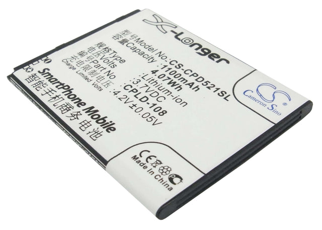 3.7V, Li-ion, 1100mAh, SmartPhone battery fits Coolpad, Cpld-108, 5210a, 5210d, 4.07Wh Mobile, SmartPhone Cameron Sino Technology Limited (Suspended)