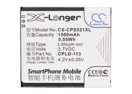 3.7V, Li-ion, 1500mAh, SmartPhone battery fits Coolpad, Cpld-113, 5218d, 5218s, 5.55Wh Mobile, SmartPhone Cameron Sino Technology Limited (Smartphone)