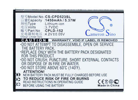 3.7V, Li-ion, 1450mAh, SmartPhone battery fits Coolpad, Cpld-152, 5263, 5360, 5.37Wh Mobile, SmartPhone Cameron Sino Technology Limited (Smartphone)