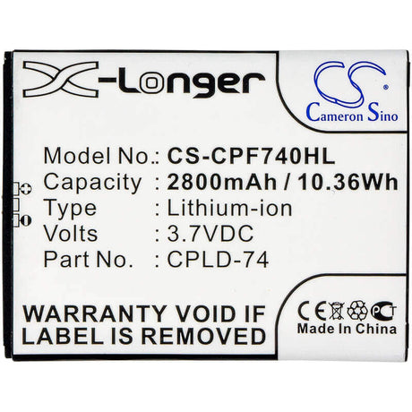 3.7V, Li-ion, 2800mAh, SmartPhone battery fits Coolpad, Metropcs, Cpld-74, 5860, 5860e, 10.36Wh Mobile, SmartPhone Cameron Sino Technology Limited (Smartphone)