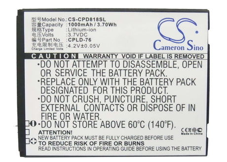 3.7V, Li-ion, 1000mAh, SmartPhone battery fits Coolpad, Cpld-76, 5216, 5860+, 3.7Wh Mobile, SmartPhone Cameron Sino Technology Limited (Suspended)