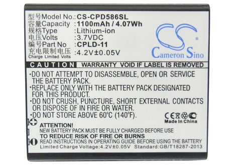 3.7V, Li-ion, 1100mAh, SmartPhone battery fits Coolpad, Cpld-11, 5860s, 5910, 4.07Wh Mobile, SmartPhone Cameron Sino Technology Limited (Smartphone)