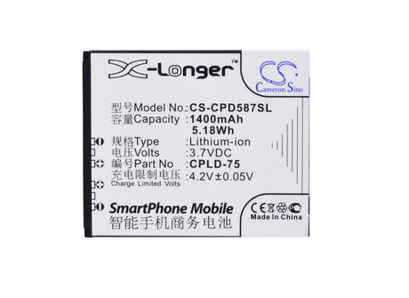 3.7V, Li-ion, 1400mAh, SmartPhone battery fits Coolpad, Cpld-75, 5870, 7260, 5.18Wh Mobile, SmartPhone Cameron Sino Technology Limited (Suspended)