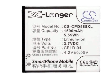 3.7V, Li-ion, 1500mAh, SmartPhone battery fits Coolpad, Cpld-04, 5880, 5.55Wh Mobile, SmartPhone Cameron Sino Technology Limited (Smartphone)