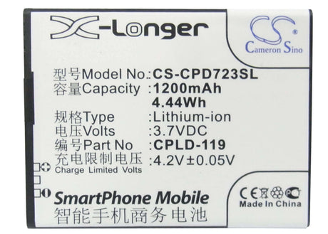 3.7V, Li-ion, 1200mAh, SmartPhone battery fits Coolpad, Cpld-119, 7232, 4.44Wh Mobile, SmartPhone Cameron Sino Technology Limited (Smartphone)