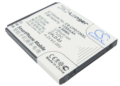 3.7V, Li-ion, 1350mAh, SmartPhone battery fits Coolpad, Cpld-03, 7266, 5Wh Mobile, SmartPhone Cameron Sino Technology Limited (Suspended)