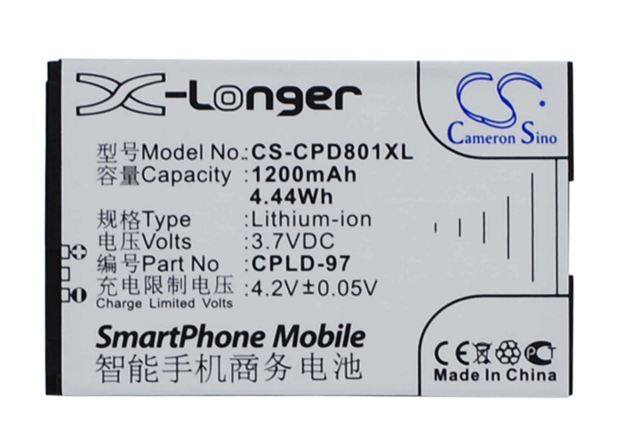 3.7V, Li-ion, 1200mAh, SmartPhone battery fits Coolpad, Cpld-97, 8010, 4.44Wh Mobile, SmartPhone Cameron Sino Technology Limited (Smartphone)