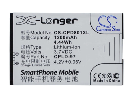 3.7V, Li-ion, 1200mAh, SmartPhone battery fits Coolpad, Cpld-97, 8010, 4.44Wh Mobile, SmartPhone Cameron Sino Technology Limited (Smartphone)