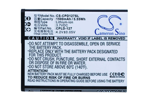 3.7V, Li-ion, 1500mAh, SmartPhone battery fits Coolpad, Cpld-127, 8017, 5.55Wh Mobile, SmartPhone Cameron Sino Technology Limited (Smartphone)