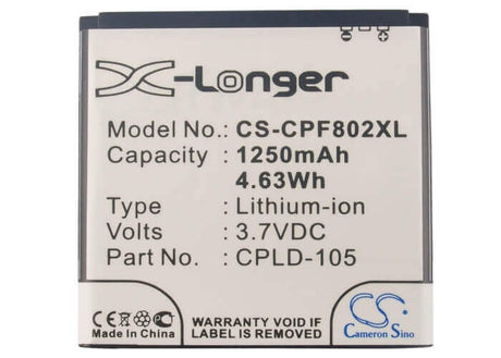 3.7V, Li-ion, 1250mAh, SmartPhone battery fits Coolpad, Cpld-105, 8020+, 4.63Wh Mobile, SmartPhone Cameron Sino Technology Limited (Suspended)