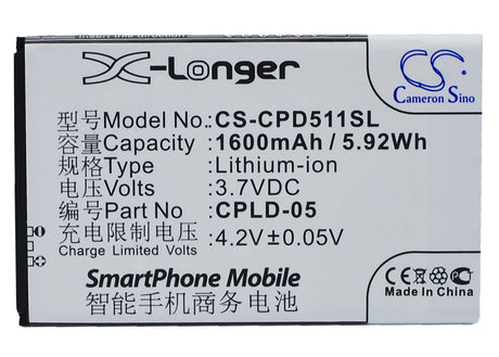3.7V, Li-ion, 1600mAh, SmartPhone battery fits Coolpad, Cpld-05, 5110, 8022, 5.92Wh Mobile, SmartPhone Cameron Sino Technology Limited (Suspended)