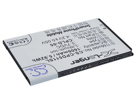 3.7V, Li-ion, 1600mAh, SmartPhone battery fits Coolpad, Cpld-05, 5110, 8022, 5.92Wh Mobile, SmartPhone Cameron Sino Technology Limited (Suspended)